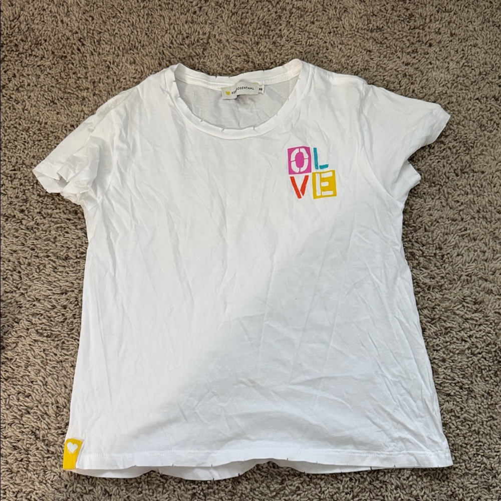 Kerry Rosenthal White Tee with Colorful Graphic